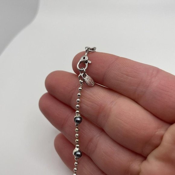 Signed Monet - Silver Tone Bracelet With Blue Faux Pearls 7 1/2 Inch Dainty - Picture 7 of 9